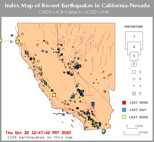Image which shows Earthquake Today California locations of a swarm of earthquakes.