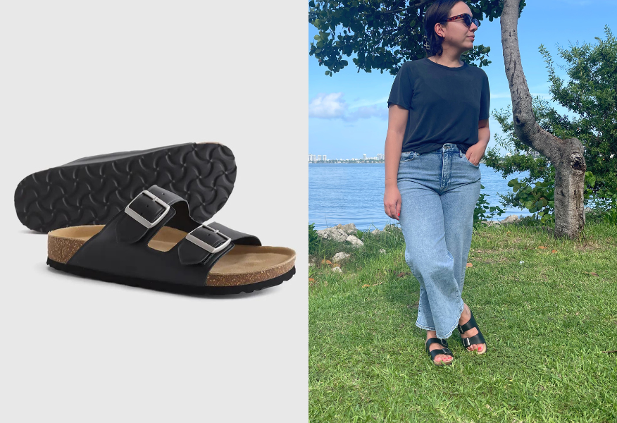 quince nappa leather slides, a birkenstock dupe