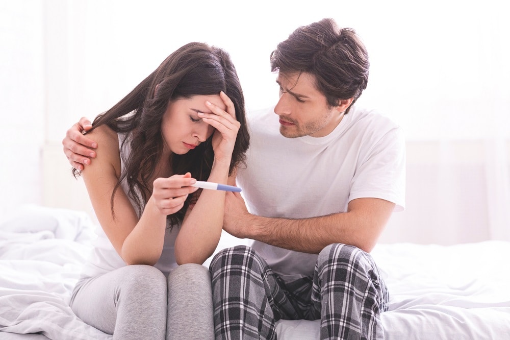 Couple,Dreaming,To,Be,Parents.,Upset,Man,Comforting,His,Depressed
