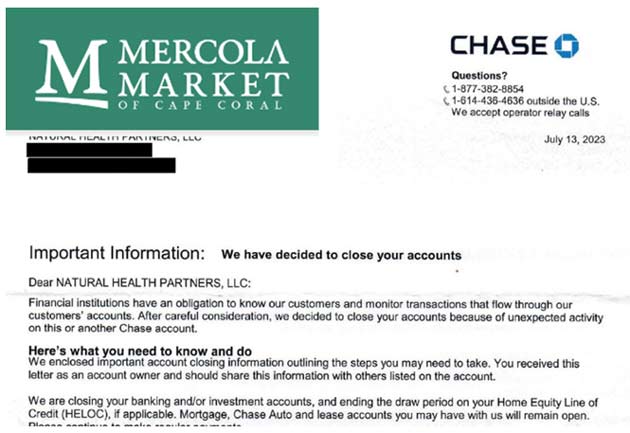 mercola chase bank notice