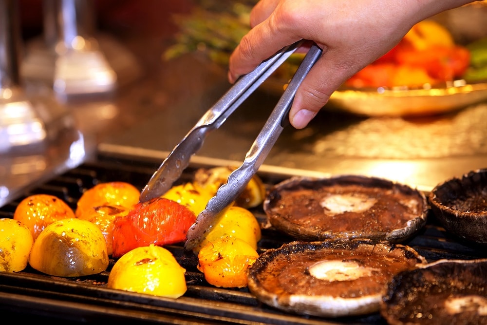 Delicious,Tomatoes,And,Portabellas,On,The,Grill,,Shallow,Depth,Of