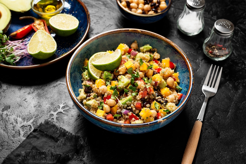 Healthy,Quinoa,Black,Bean,Salad,With,Mango,And,Avocado.,Perfect